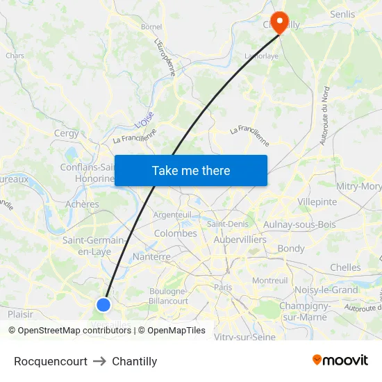 Rocquencourt to Chantilly map