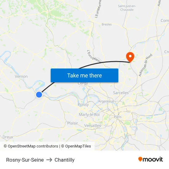 Rosny-Sur-Seine to Chantilly map