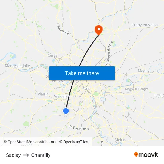 Saclay to Chantilly map