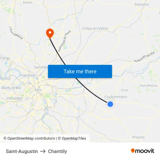 Saint-Augustin to Chantilly map