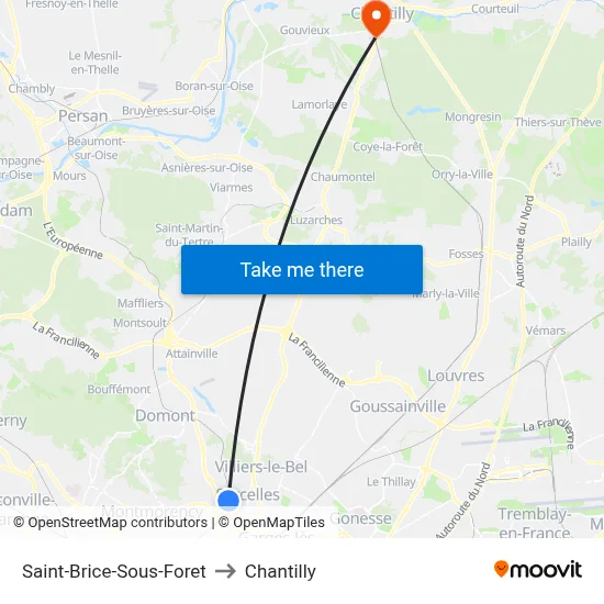 Saint-Brice-Sous-Foret to Chantilly map