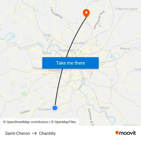 Saint-Cheron to Chantilly map