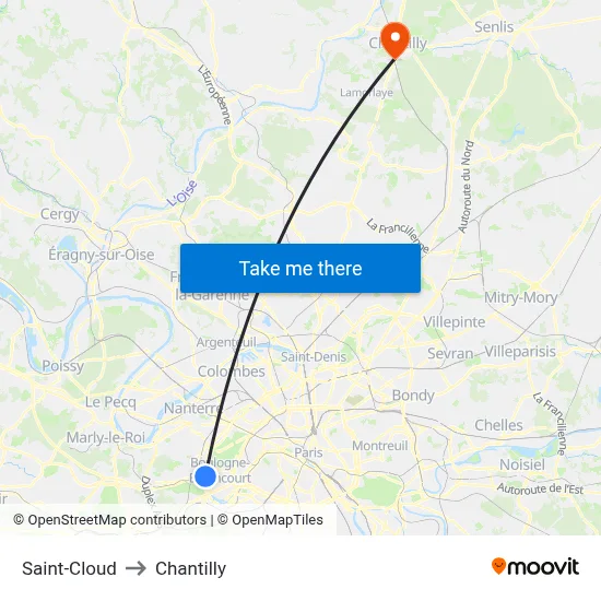Saint-Cloud to Chantilly map