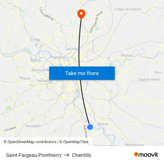 Saint-Fargeau-Ponthierry to Chantilly map