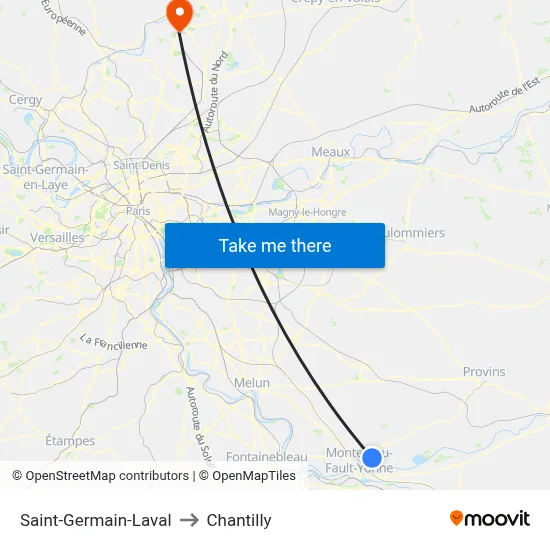 Saint-Germain-Laval to Chantilly map