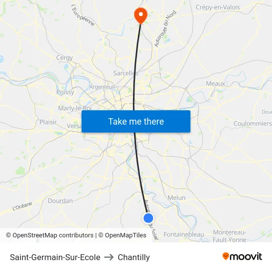 Saint-Germain-Sur-Ecole to Chantilly map