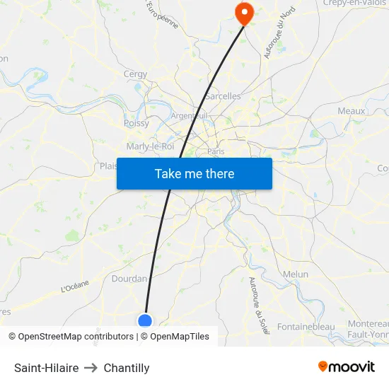 Saint-Hilaire to Chantilly map
