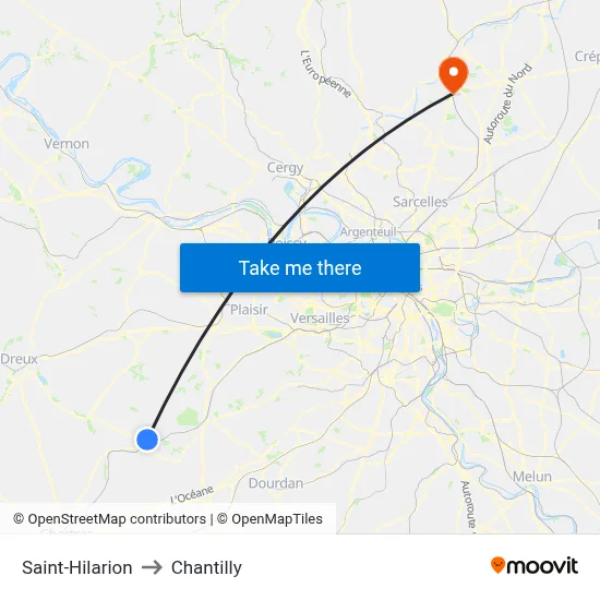 Saint-Hilarion to Chantilly map