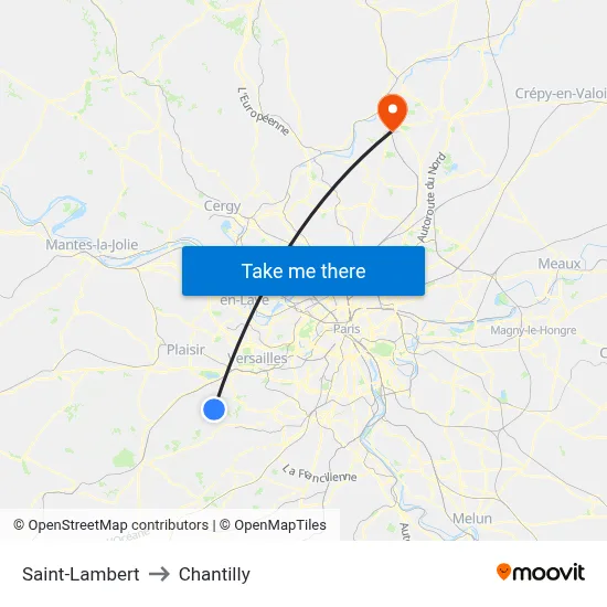 Saint-Lambert to Chantilly map