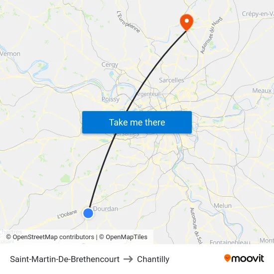 Saint-Martin-De-Brethencourt to Chantilly map