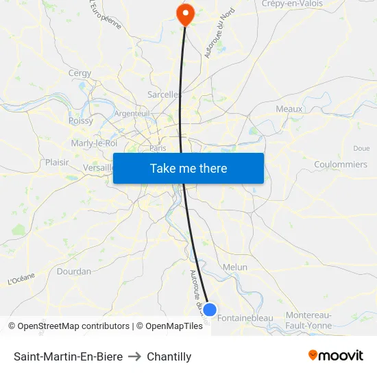Saint-Martin-En-Biere to Chantilly map