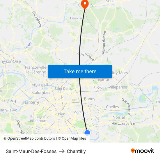 Saint-Maur-Des-Fosses to Chantilly map