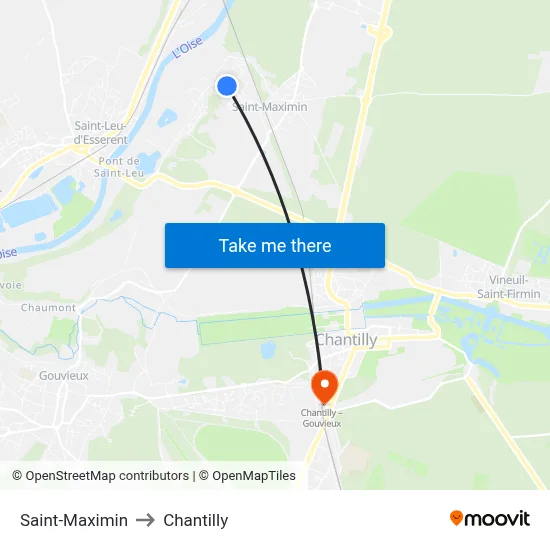 Saint-Maximin to Chantilly map