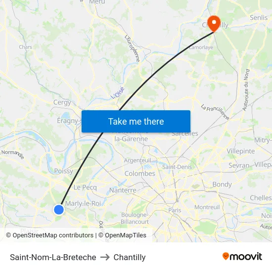 Saint-Nom-La-Breteche to Chantilly map