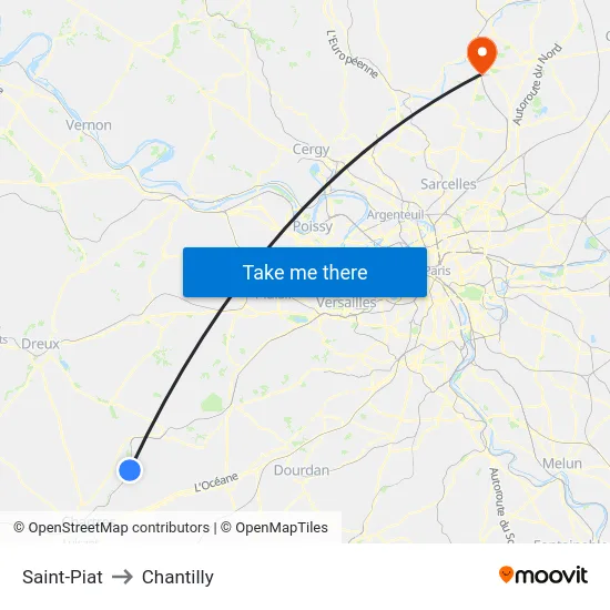 Saint-Piat to Chantilly map