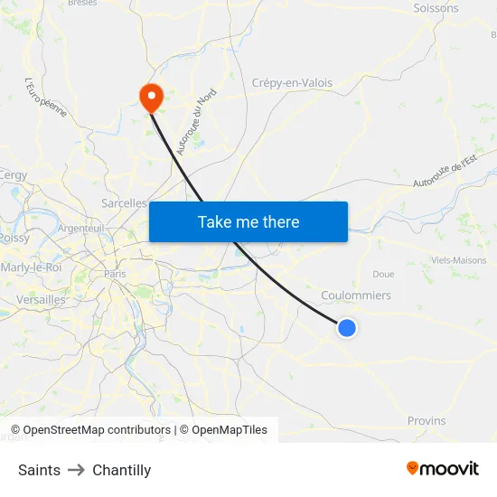 Saints to Chantilly map