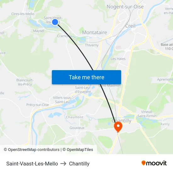 Saint-Vaast-Les-Mello to Chantilly map