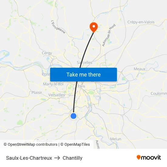 Saulx-Les-Chartreux to Chantilly map