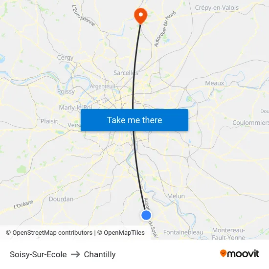 Soisy-Sur-Ecole to Chantilly map