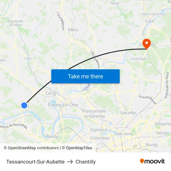 Tessancourt-Sur-Aubette to Chantilly map