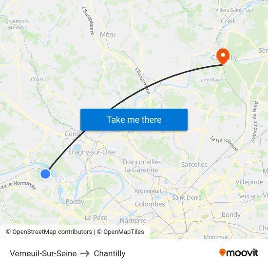 Verneuil-Sur-Seine to Chantilly map