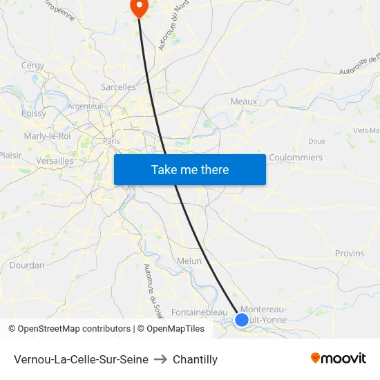 Vernou-La-Celle-Sur-Seine to Chantilly map