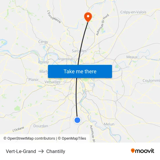 Vert-Le-Grand to Chantilly map