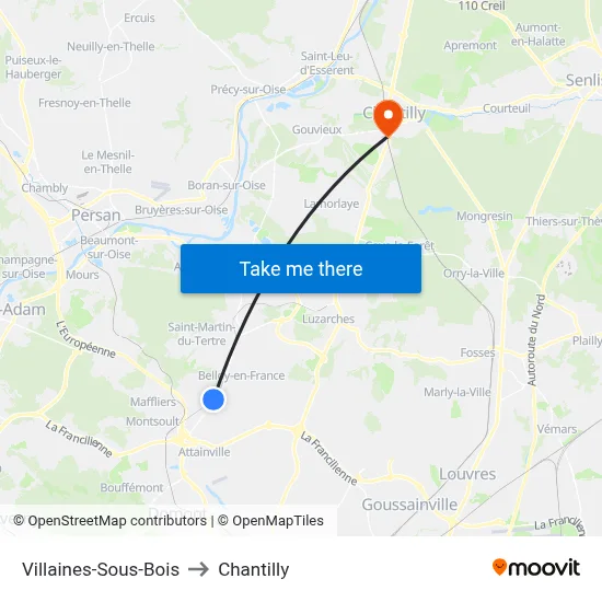 Villaines-Sous-Bois to Chantilly map