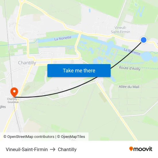 Vineuil-Saint-Firmin to Chantilly map