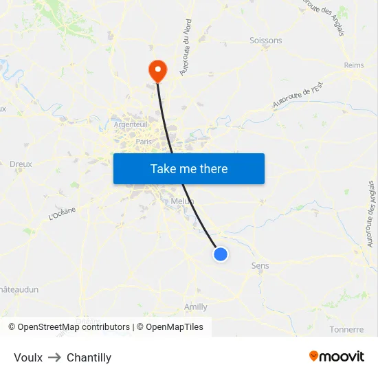 Voulx to Chantilly map