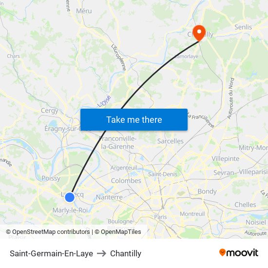 Saint-Germain-En-Laye to Chantilly map