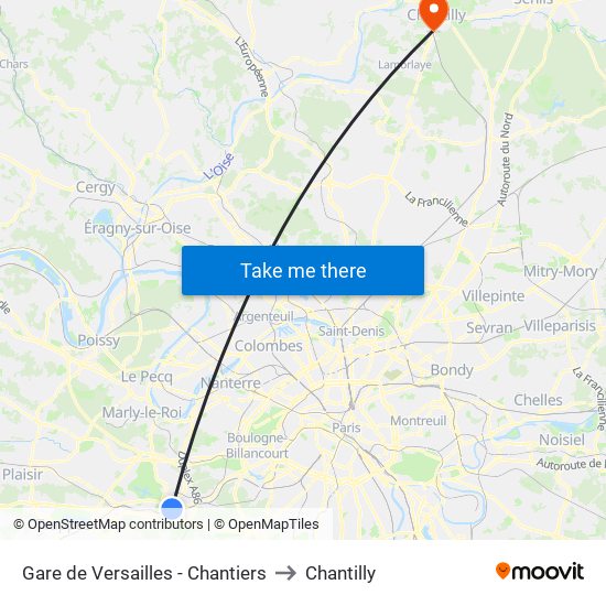 Gare de Versailles - Chantiers to Chantilly map