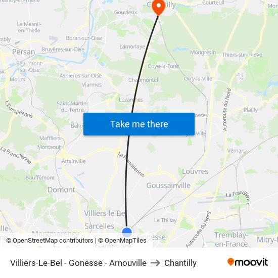 Villiers-Le-Bel - Gonesse - Arnouville to Chantilly map