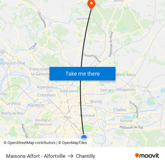 Maisons-Alfort - Alfortville to Chantilly map