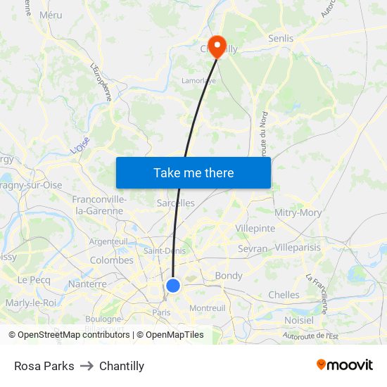 Rosa Parks to Chantilly map
