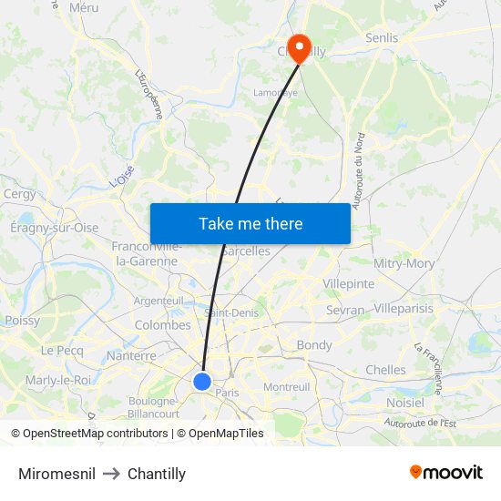 Miromesnil to Chantilly map