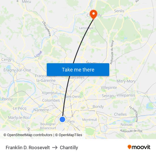 Franklin D. Roosevelt to Chantilly map