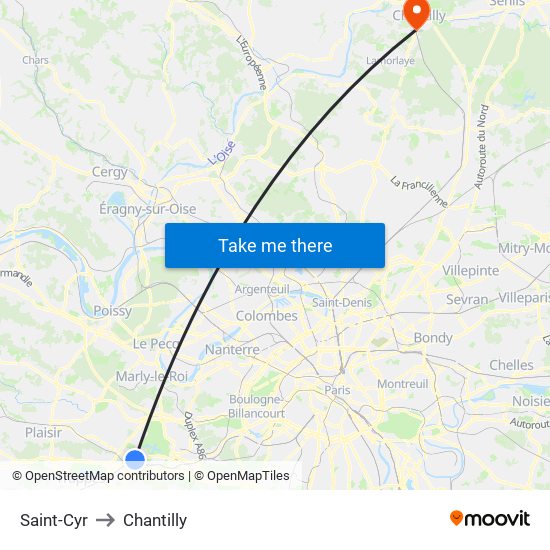 Saint-Cyr to Chantilly map