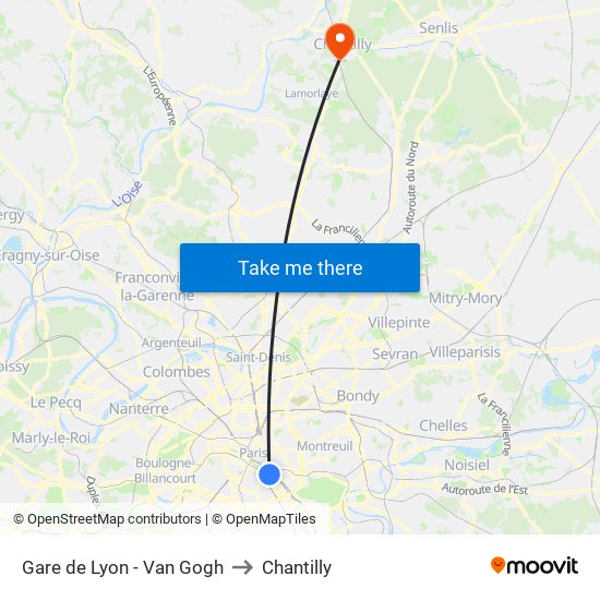 Gare de Lyon - Van Gogh to Chantilly map