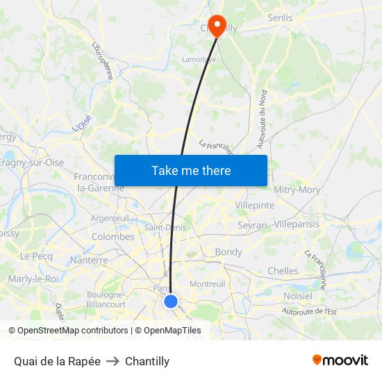 Quai de la Rapée to Chantilly map