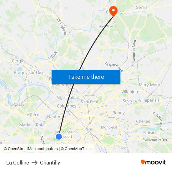 La Colline to Chantilly map