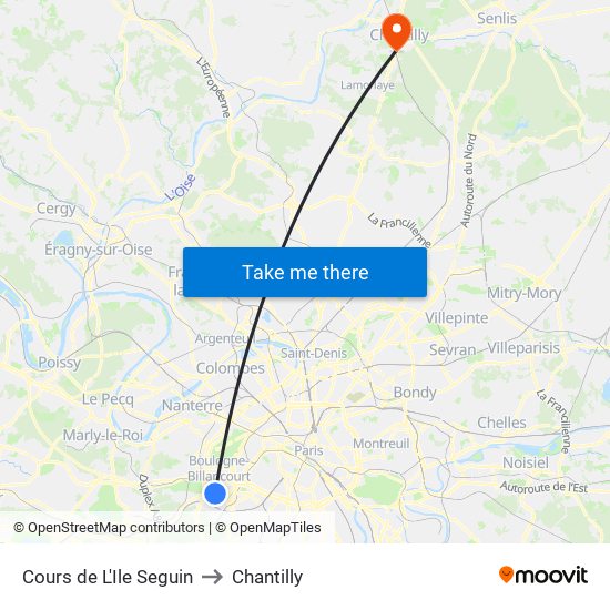 Cours de L'Ile Seguin to Chantilly map