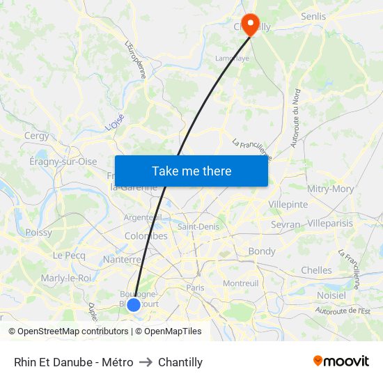Rhin Et Danube - Métro to Chantilly map