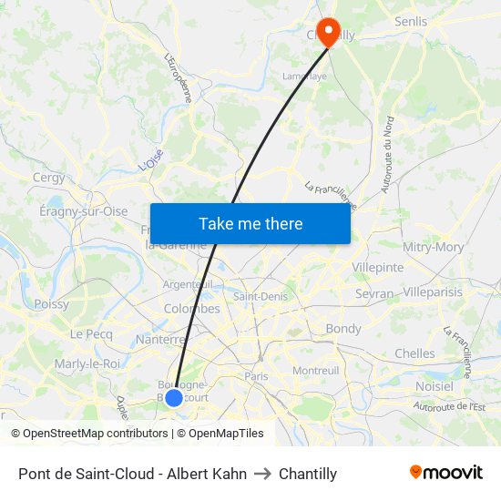 Pont de Saint-Cloud - Albert Kahn to Chantilly map