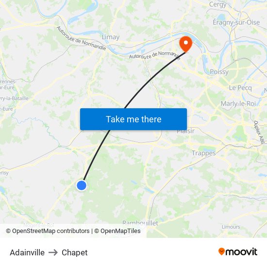 Adainville to Chapet map