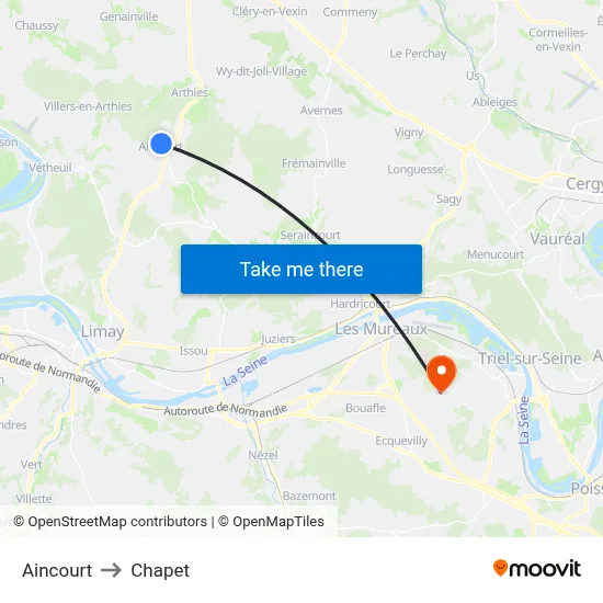 Aincourt to Chapet map