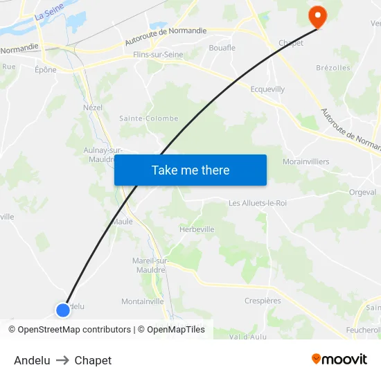 Andelu to Chapet map
