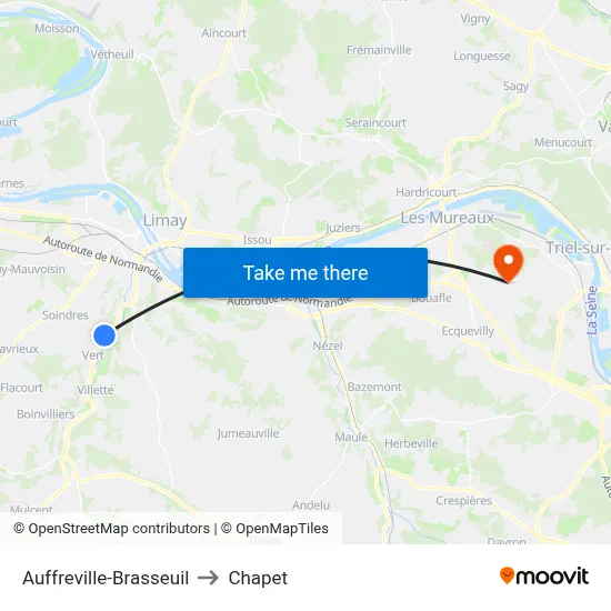Auffreville-Brasseuil to Chapet map