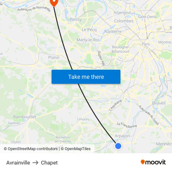 Avrainville to Chapet map