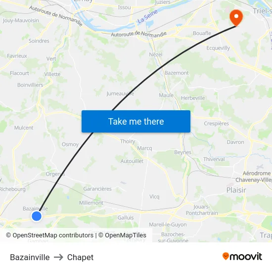 Bazainville to Chapet map